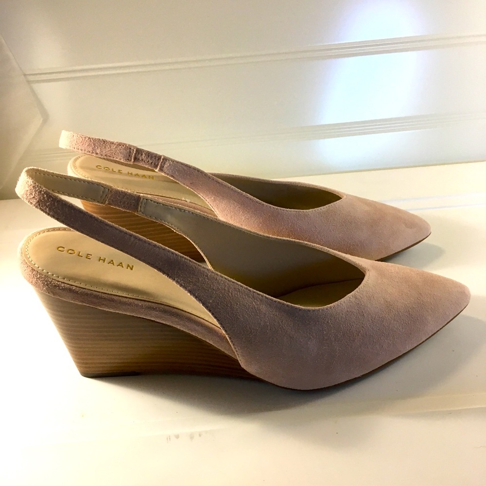 Cole Haan Elnora sling back wedge pump - Mahogany Rose Suede - Picture 10 of 13
